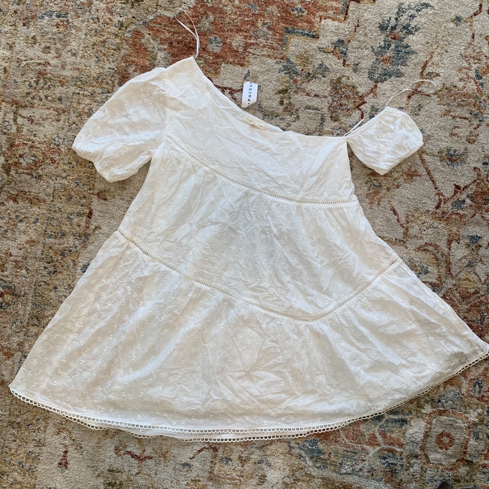 LA Hearts Asymmetrical Eyelet Mini Dress Size Medium